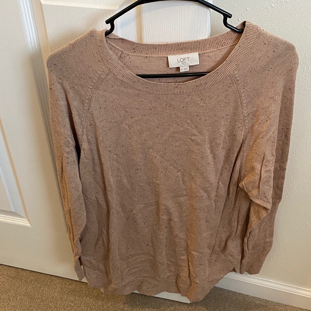 LOFT Tan Flecked Knit Sweater